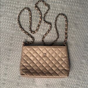 Etienne Aigner Leather Quilted Beige Chain Strap Bag
